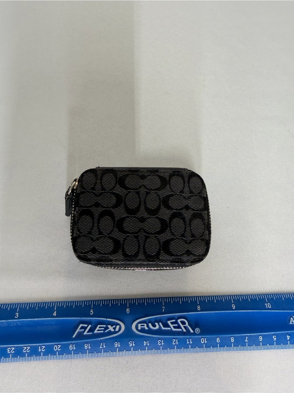 Coach Black Signature Zip Cosmetic Case